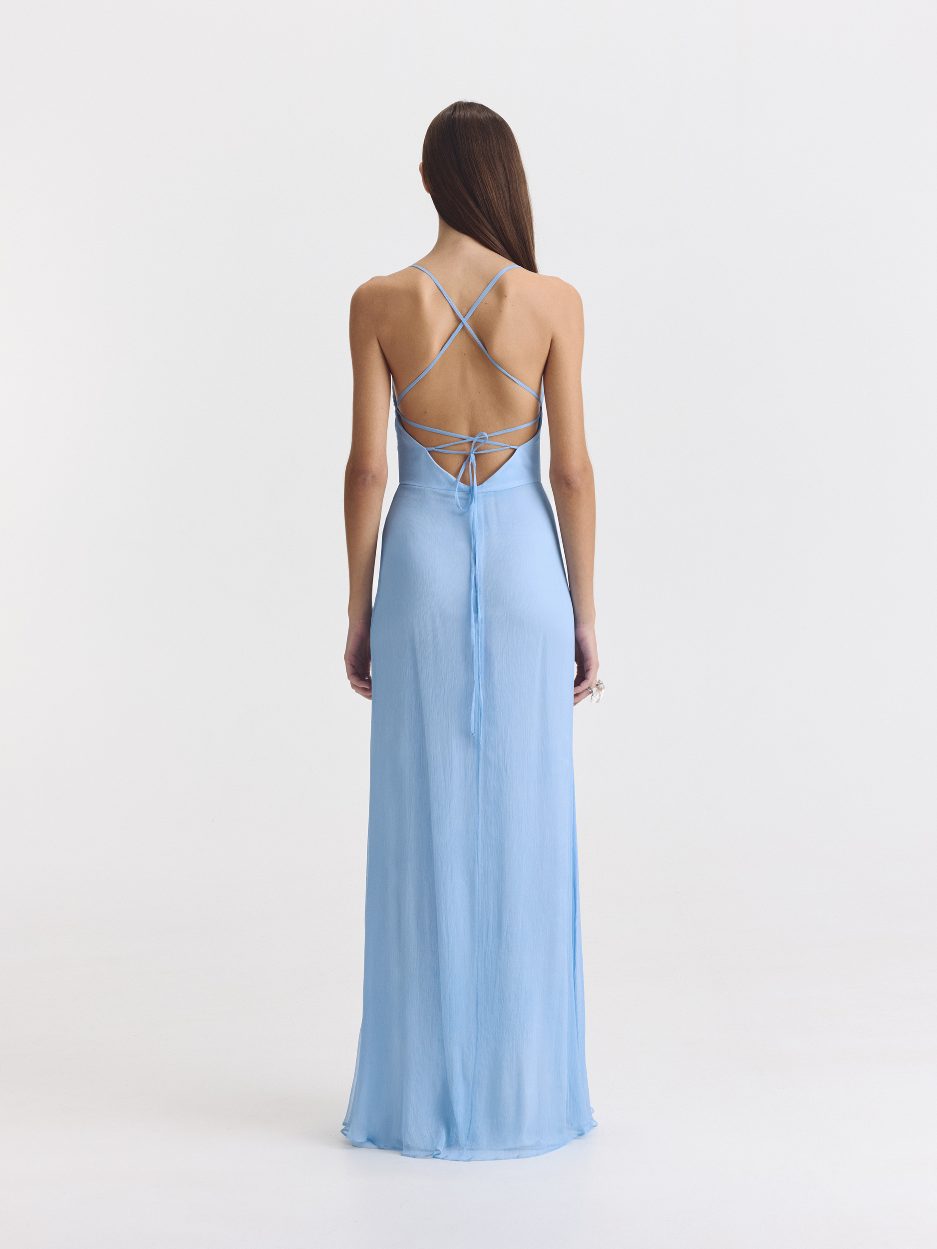 the garment catania tie-back silk maxi dress The Garment Silk Satin Catania Dress - Grey - 40% Off