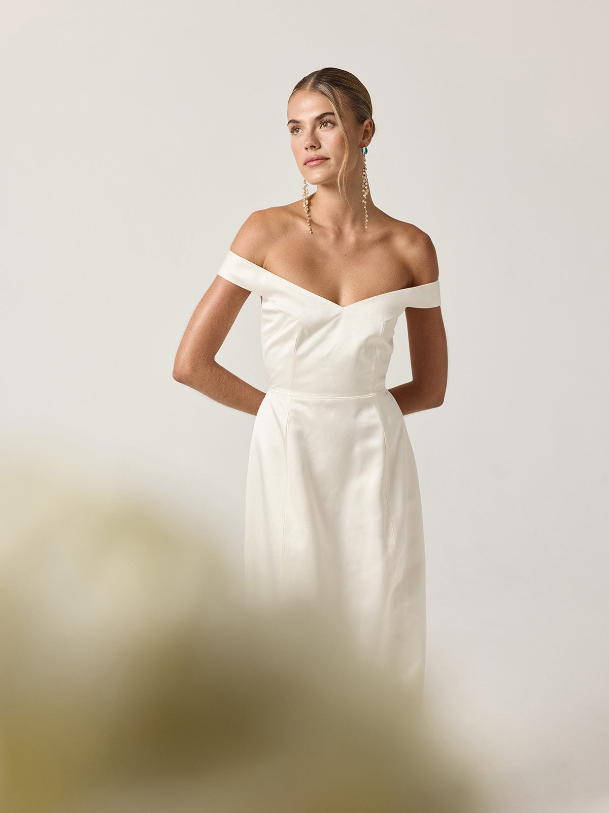 silk bardot dress The Sei Bardot Off-shoulder Draped Silk Maxi Dress